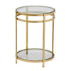 HL-FUR9595-Gold Finish and Glass Top side table with shelf  