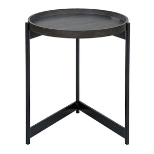 Round Dark Oak Style Effect Tray Table