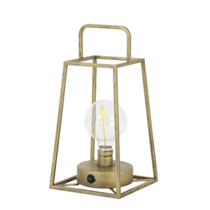 Fauve - Antique Bronze Battery Operated Glass LED Table lamp. Gold home accessories.  