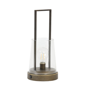 Calry Battery Operated Glass Old Bronze LED Table lamp 