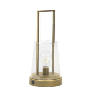 Calry Battery Operated Glass gold LED Table lamp