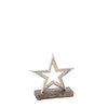 Silver Star on Wooden Base - Medium - H15cm