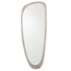 Large Grey Oak Wood Veneer Teardrop Wall Mirror.  89cm long. 