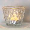 Tealight Holder - Pressed Diamond With Gold Rim Small