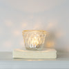 Tealight Holder - Pressed Diamond With Gold Rim Small