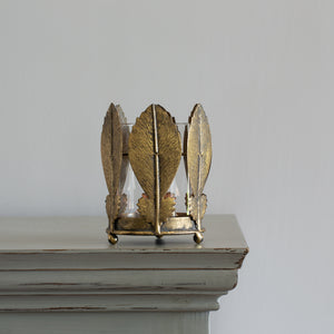 Votive Holder With Golden Leaves