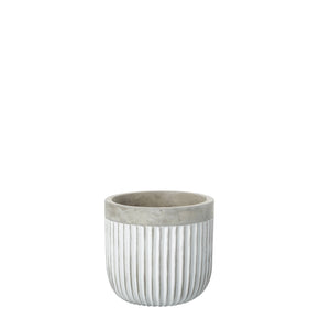 Medium Cement Grey Ribbed Langford Planter 