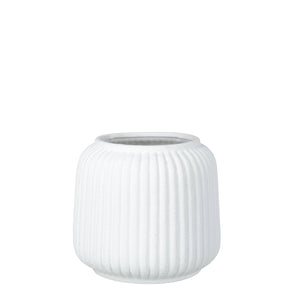 Large white ribbed ceramic Bernadette Vase 