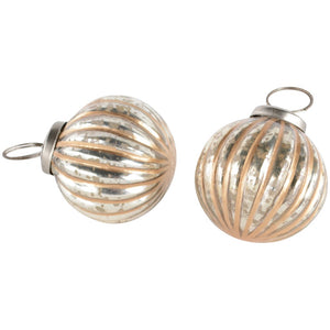 Mini Ribbed Ball Decoration - Antique Silver & Gold - 5cm