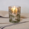 Large glass Votive with green leaf design