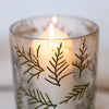 Large glass Votive with green leaf design