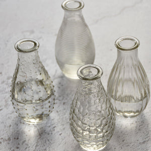 Set of 4 Small Bottle Vases with4 separate designs