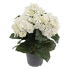 Small very realistic artificial white Hydrangea in pot 